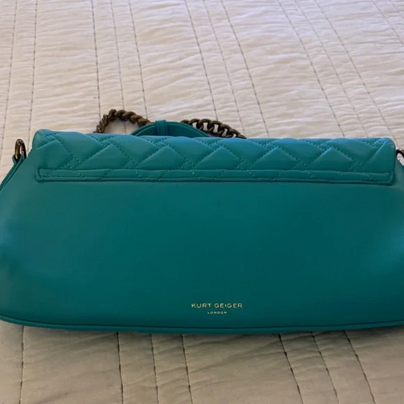 Kurt Geiger Turquoise Quilted Chain Shoulder Bag - Picture 8 of 12